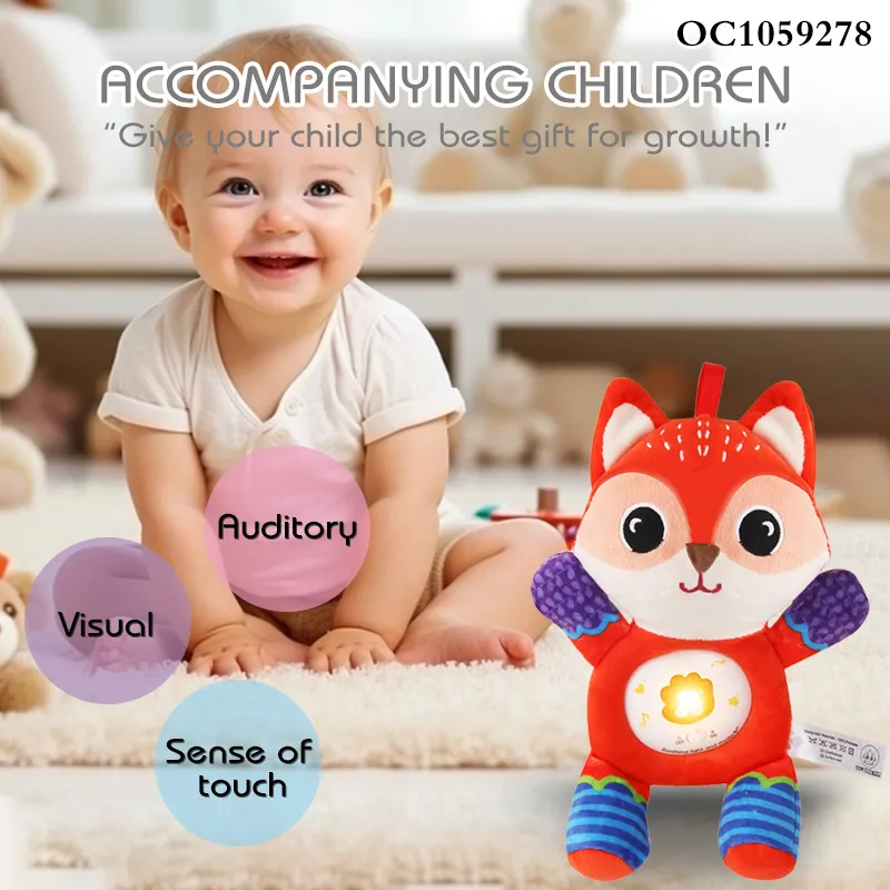 Wholesale Popular Light Baby Sleeping Doll Sensory Music Animal Stuffed Plush Toy