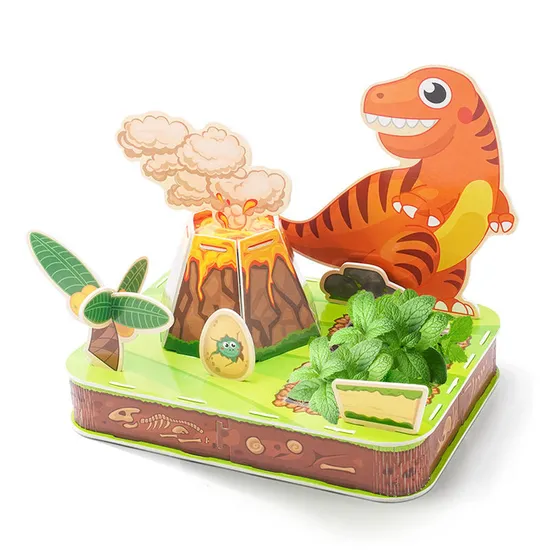 Stem New Montessori Toys Early Educational 3D Animal Custom Dinosaur World Colorful Cartoon Cardboard Jigsaw Puzzle Toy