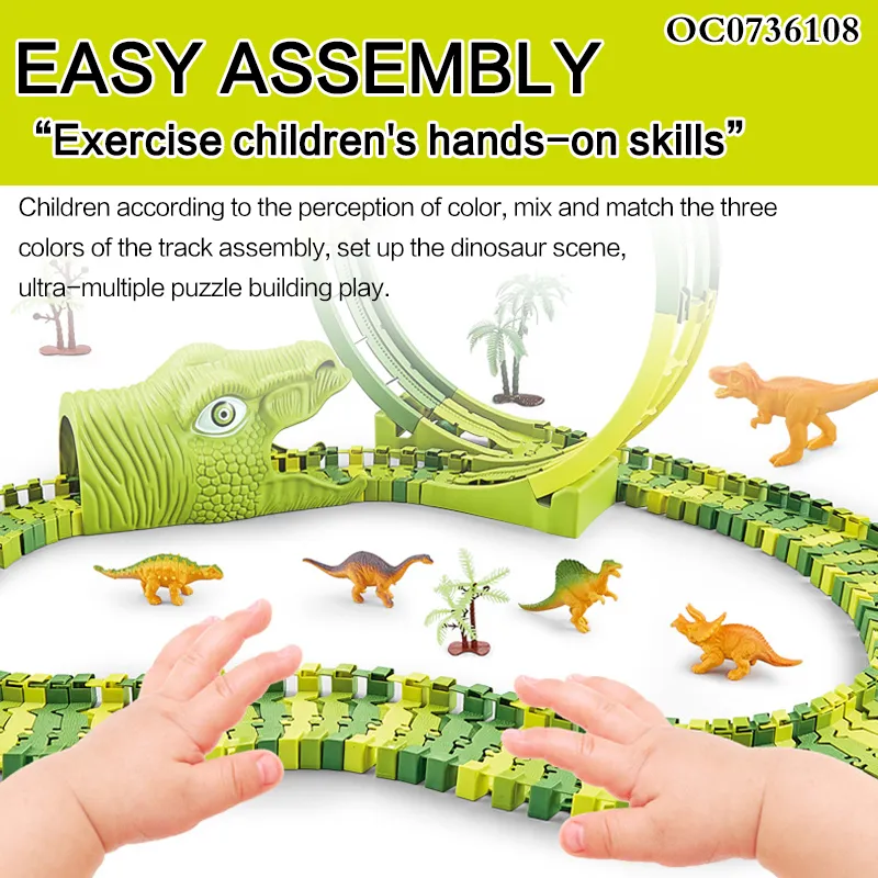 Best Selling Dinosaur Theme Racetrack Electric Railway Flexible Electric Race Track Car Toy