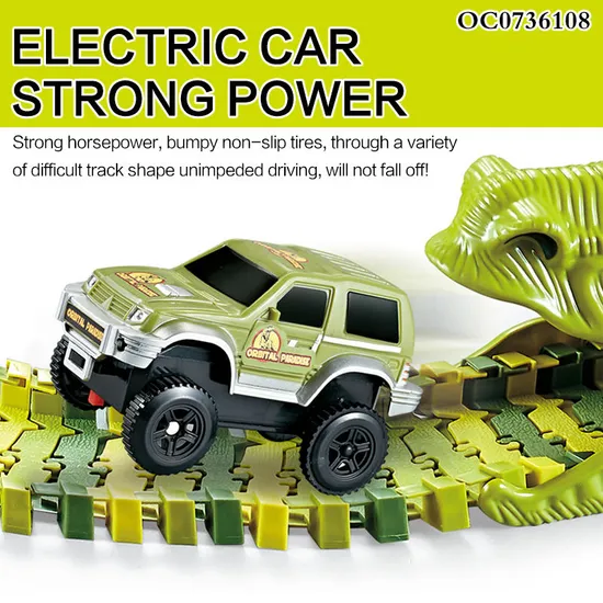 Best Selling Dinosaur Theme Racetrack Electric Railway Flexible Electric Race Track Car Toy