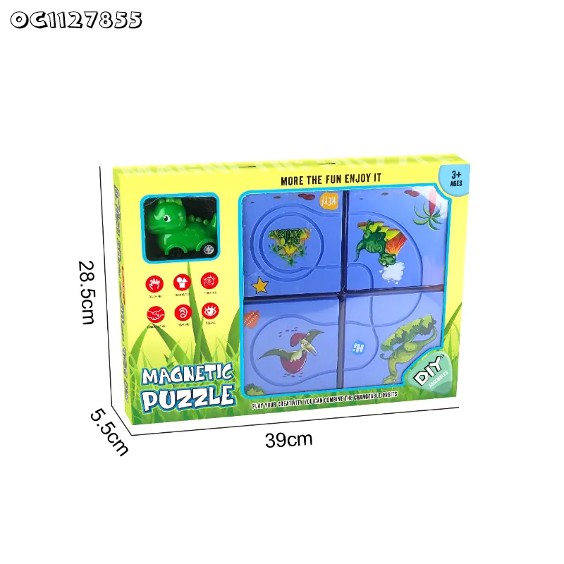 Dinosaur Car 3D Animal Traffic Jigsaw Puzzle Printing Small Board Game Cognitive Montessori Toy for Kids with Custom Logo