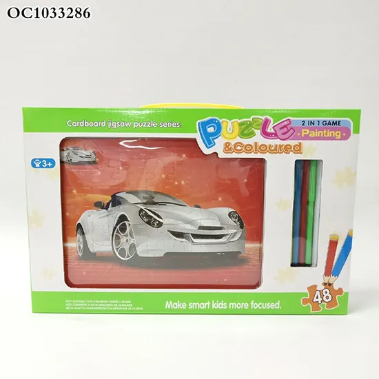 High Quality Custom Printed Cartoon Floor Jigsaw Puzzles for Kids Paper Toys with Color Pens