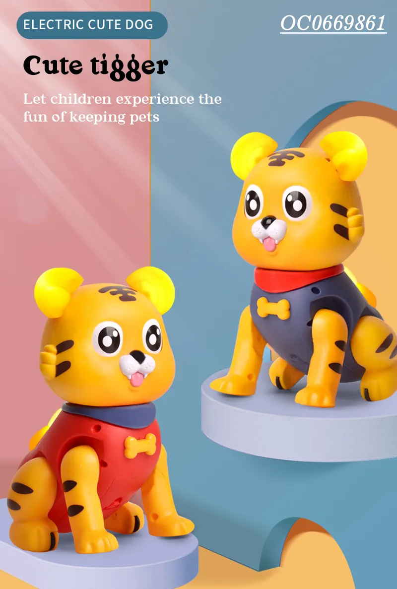 Wholesale Unique Electric Tiger Cartoon Plastic Animal Children Electric Toy with Light and Music