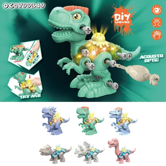 Classic Preschool Educational Toy Children Games Boy Assembly DIY Take Apart B O Dinosaur Toy with Light Sound for Kids
