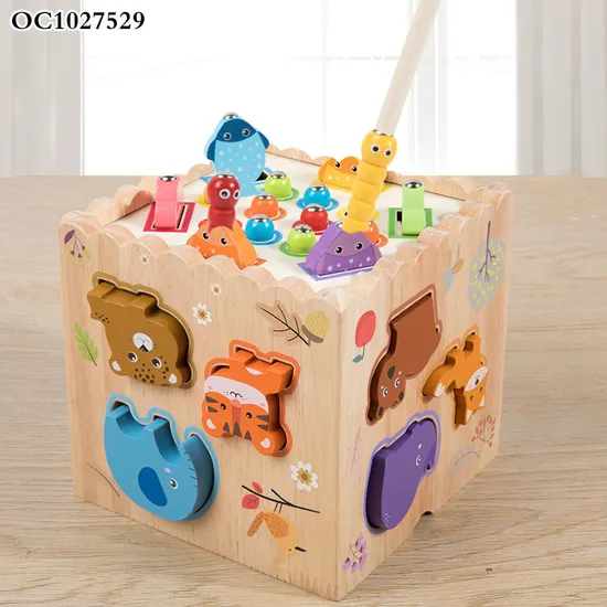 Wholesale Educational 6in1 Wooden Activity Busy Magic Montessori Baby Cartoon Animal Cognitive Learning Toy