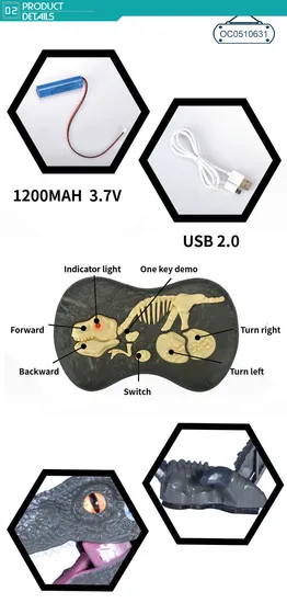 New Arrival 2.4G 5CH Remote Control RC Robot Dinosaur Toys with Light Sound