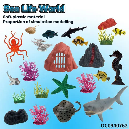 Wholesale Montessori Educational 23PCS PVC Educational Model Plastic Sea Counting Animal Toys Set for Kids