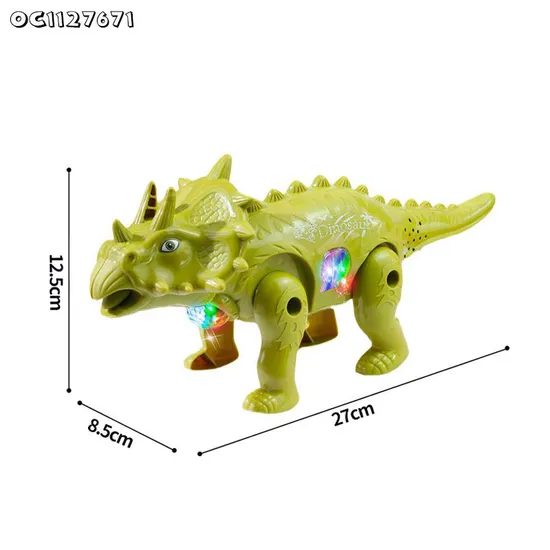 Wholesale Sensory Line up Toys Triceratops Electric Toy Custom Small Promotional Moving Dinosaur Toy for Kids with Light