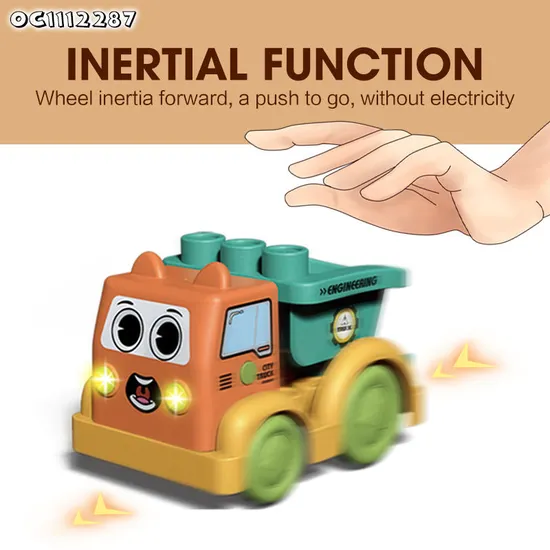 Wholesale Lighted up Creative Montessory Plastic Building Blocks Truck Model Toy for Kids