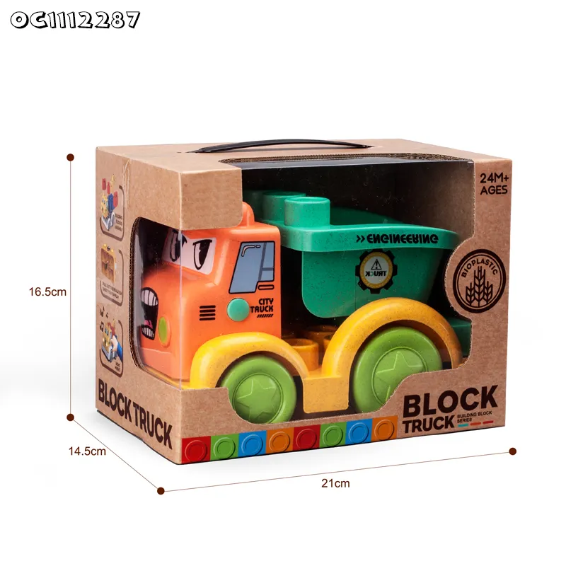 Wholesale Lighted up Creative Montessory Plastic Building Blocks Truck Model Toy for Kids