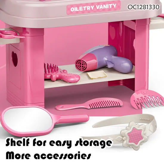 Wholesale Fashion Girls Beauty Products Make up Mirror Dressing Table Pretend Toy with Light and Music
