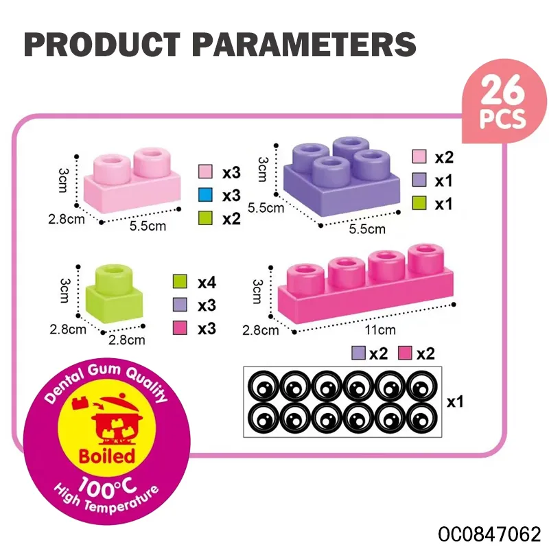 Wholesale Educational Montessori 26PCS Plastic Baby Building Block Toys