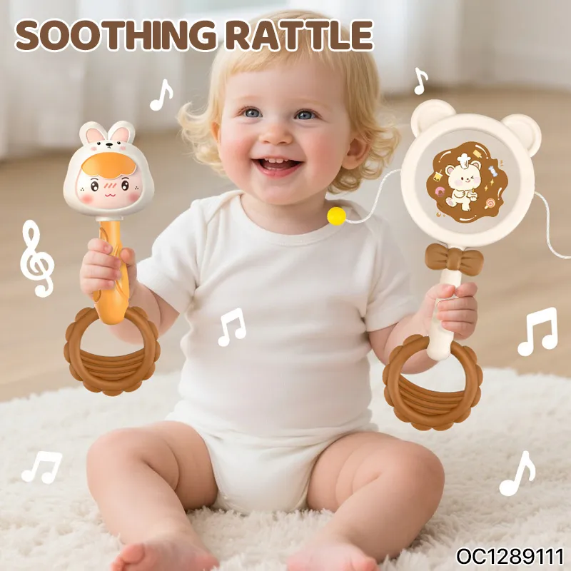 Musical Instruments Hand Shaking Bell Plastic Baby Rattle Drum Toys Wholesale Best Selling Newborn Toys with Storage Box