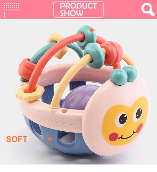 Wholesale Montessori Silicone Activity Ball Custom Rattle Teether Educational Baby Toys