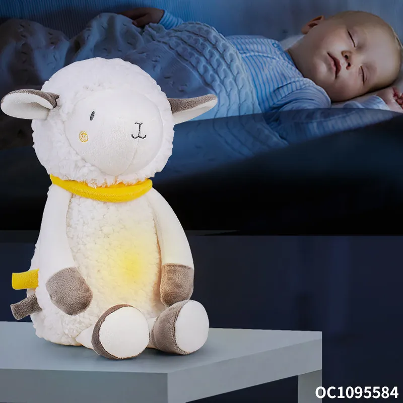 Wholesale Night Light Custom Light up Cute Sheep Singing Musical Stuffed Plush Animals Sensory Toy with Soothing Music