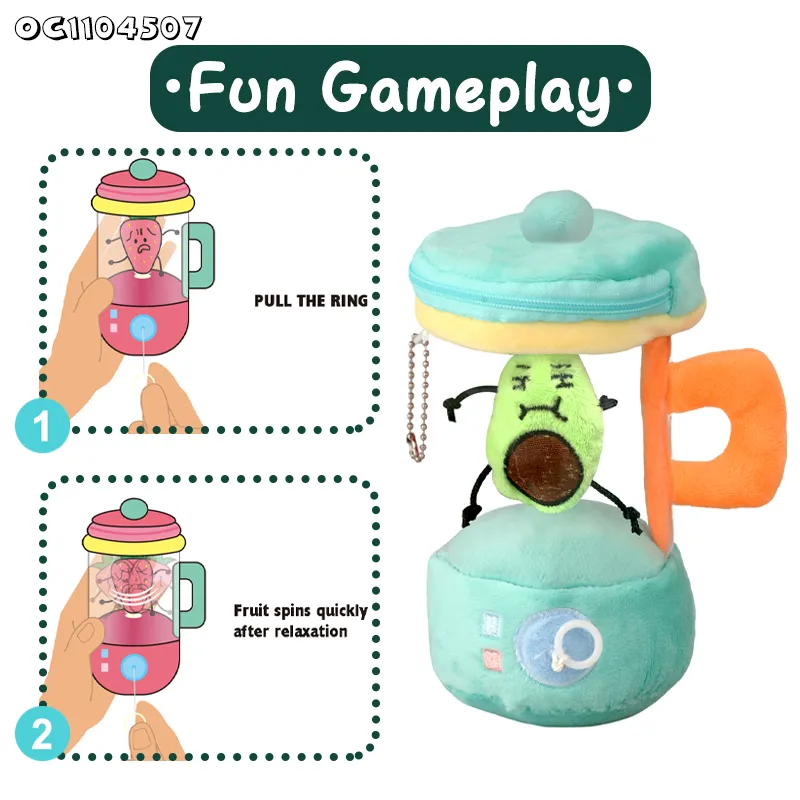 Wholesale Stuffed Baby Pull Line Spinning Portable DIY Pretend Play Electric Plush Educational Mini Juicer Machine Toy