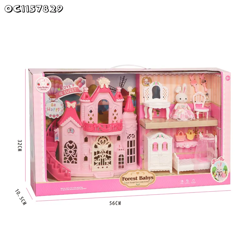 Wholesale Miniature Educational 1/6 Scale Model Plush Rabbit Doll House Miniature Furniture Toys