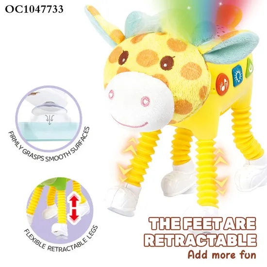 Wholesale Stuffed Sensory Sound & Light Night Giraffe Stuffed Animal Long Plush Toy for Baby