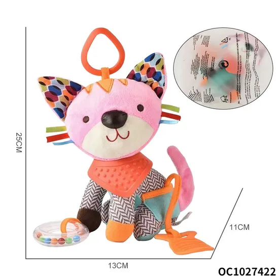 Wholesale Custom Sensory Animal Plush Hanging Baby Bunny Cat Soft Cognitive Sleeping Toy Stuffed Doll