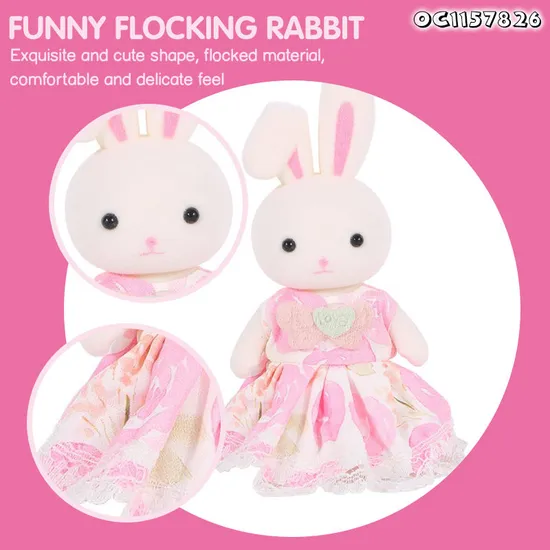 Wholesale Stuffed Mini Car Children Montessori Educational Baby Girls Plush Big Ear Rabbit Toy Doll