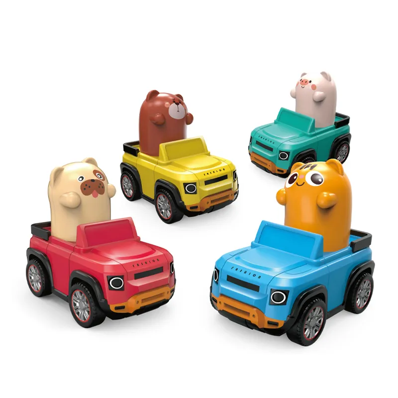 Wholesale Plastic Children Mini Novelty Toys Promotion Baby Press and Go Mini Funny Cartoon Animal Toys Car