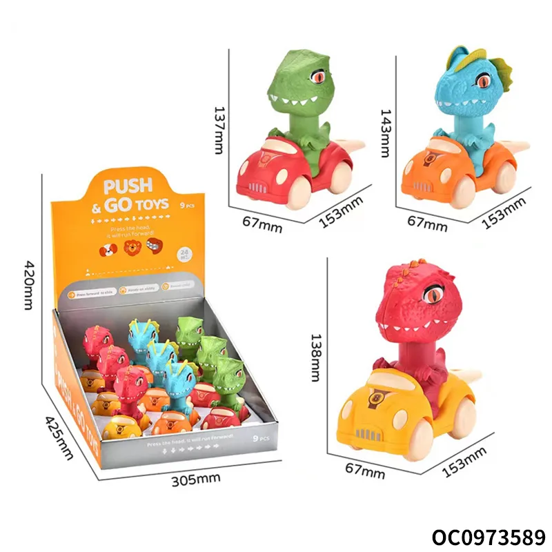 Wholesale Children's Baby Sensory Press and Go Dinosaur Car Animals Baby Hand Eye Coordination Toy