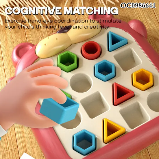 Baby Educational Building Block Montessori Matching Jigsaw Puzzle Toy Box 3D Geometric Toy with Cards