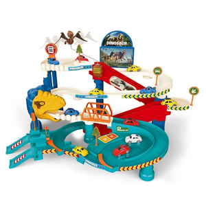 Dinosaur King Game DIY Assembling Rail Toy Car Parking Garage Toy with Mini Alloy Car
