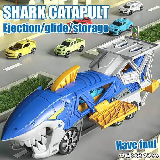 Children Indoor Toys New Design Sliding Tracks Catapult Shark Car Model Kit Toy with Mini Cars Wholesale