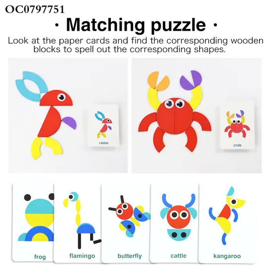 Custom Puzzle Brain Games Board Cards Wooden Animal Jigsaw Puzzle Children Games Toy for Kids