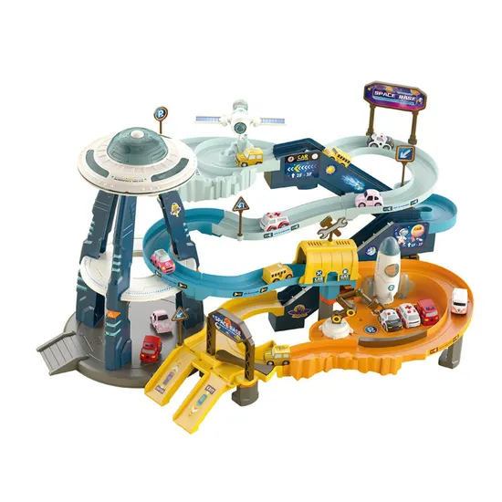 Car Parking Lot Toy Adventure Race Track Electronic Educational Kids Toy with 4PCS Mini Cars