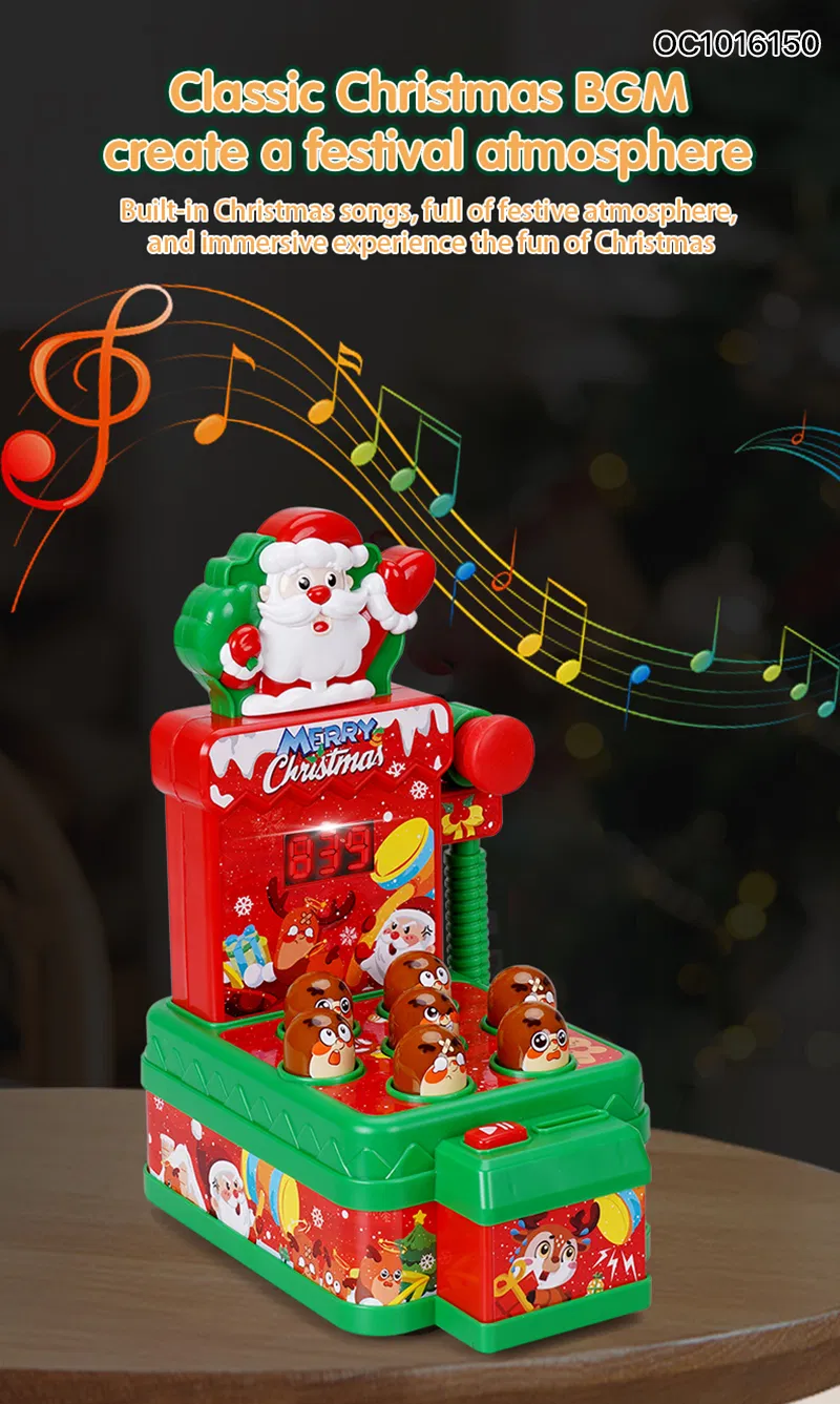 Christmas Kids Games 2 Players Whack a Mole Hammer Toy with Light and Music