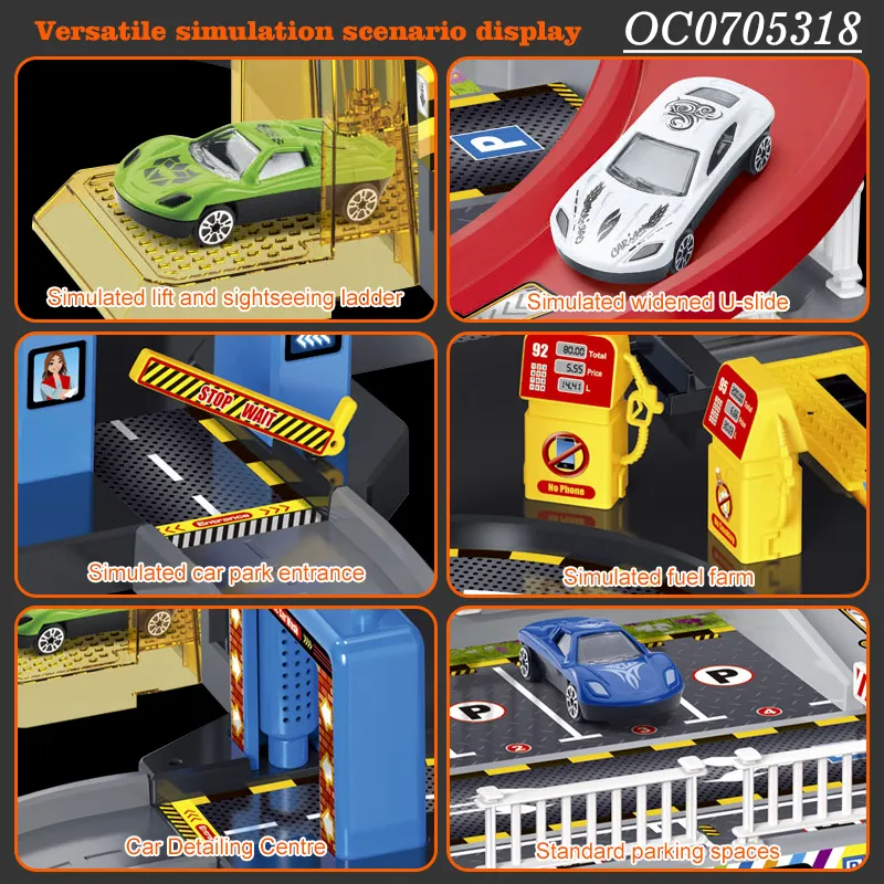 3 Floors Electric Slide Track Assembly Children Parking Lot Toys