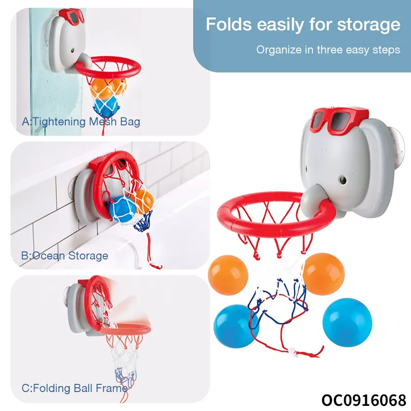 Wholesale Cartoon Elephant Play Water Games Mini Basketball Shower Bath Toy for Baby