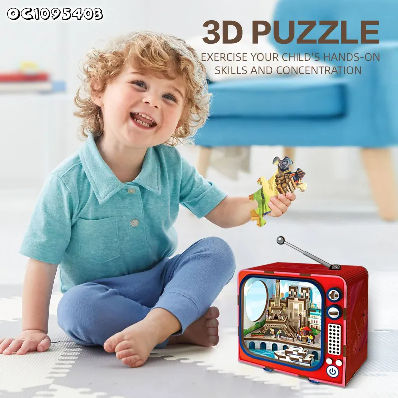 124PCS DIY Board Games New Building Scale Model Children Toys and 3D Puzzle Wooden Toy for Children