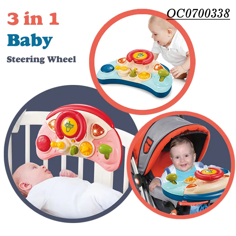 Children Educational Interesting Car Driving Baby Cartoon Steering Wheel Montessori Toy with Light Music