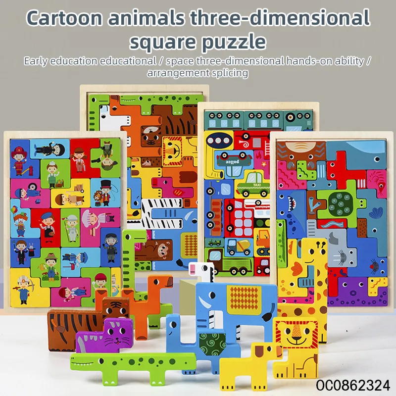 3D Wooden Animal Jigsaw Puzzle Autism Toys Montessori Early Education Toy