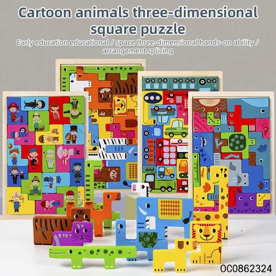 3D Wooden Animal Jigsaw Puzzle Autism Toys Montessori Early Education Toy