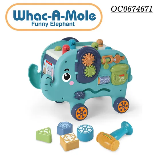 Wholesale Kid Interactive Educational Cartoon Elephant Whack a Mole Game Custom Board Montessori Baby Toys