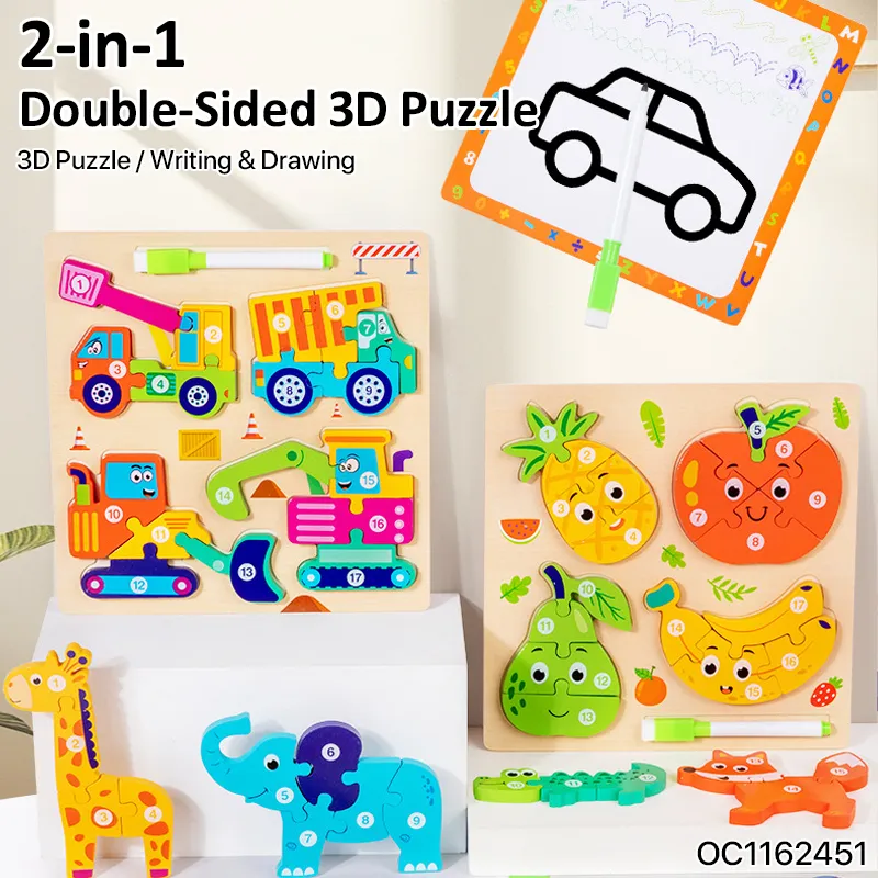 Early Learning Resources New Educational Toys Baby Drawing and Wooden Traffic Jigsaw Puzzle Frame Assembled Games Toy for Kids