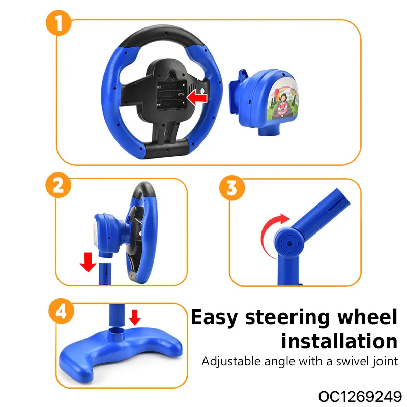 4 Colors Kids Children Electric Interactive Musical Racing Plastic Adventure Steering Wheel Toy for Kids