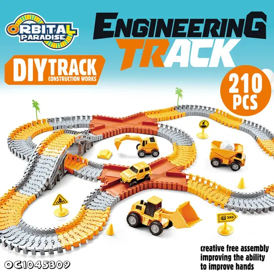 Gift DIY Flexible Racing Game Puzzle Track Cars Set Toy Small Electric Engineering Truck Toy for Kids with Assembled Slots