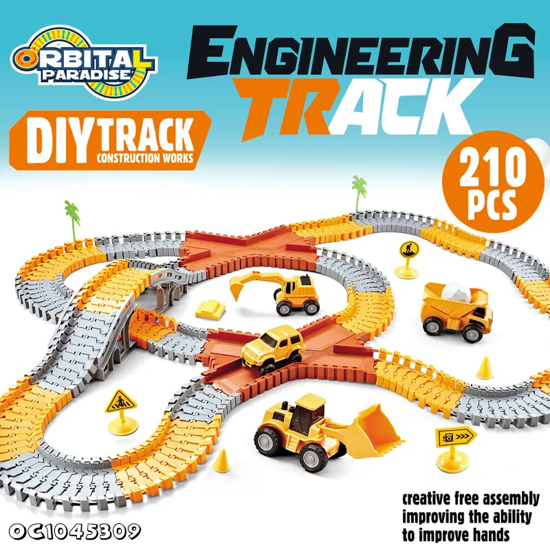 Gift DIY Flexible Racing Game Puzzle Track Cars Set Toy Small Electric Engineering Truck Toy for Kids with Assembled Slots