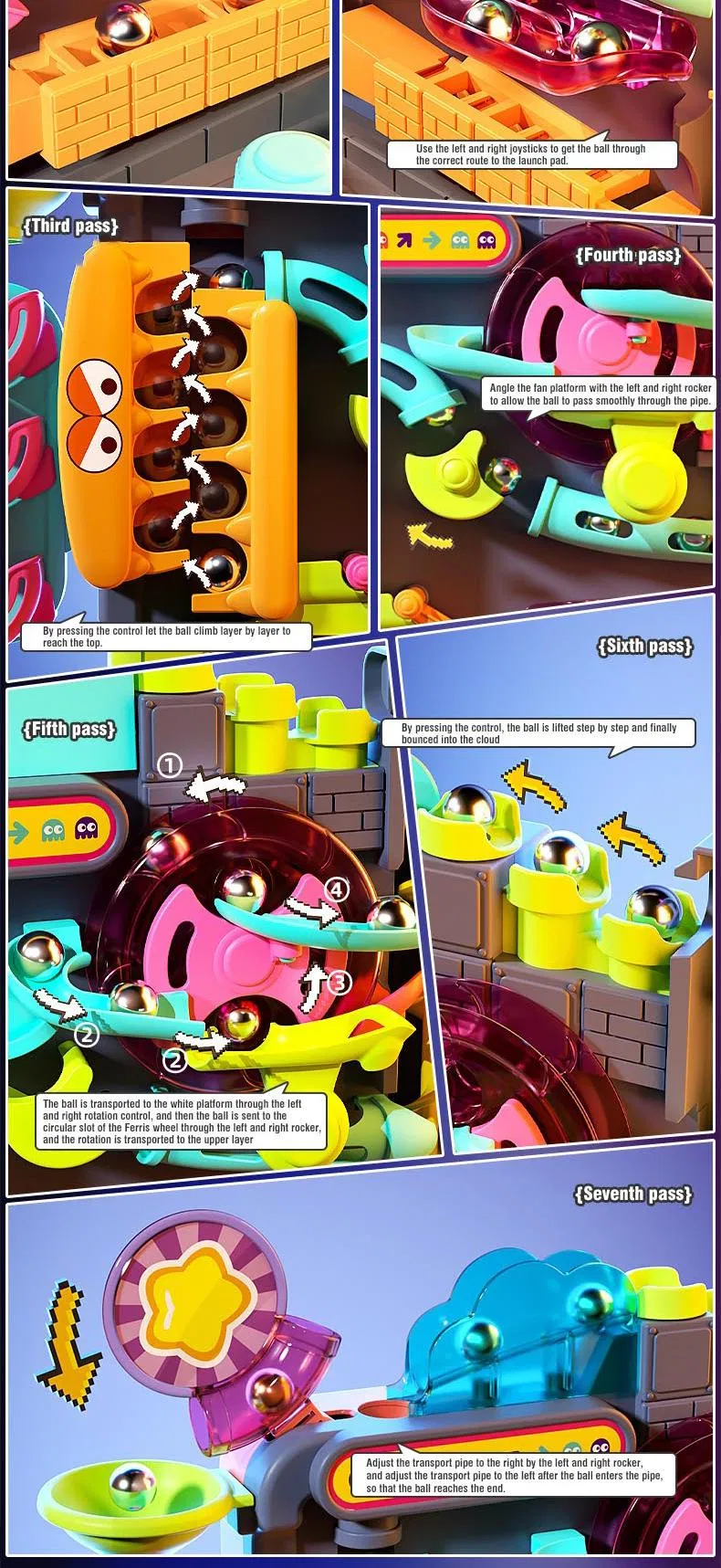 Adventure 360 Automatic Rolling Toy Sliding Ball Car Tower Toy Shooting Rotating Track Toy for Kids Hand Eye Coordination