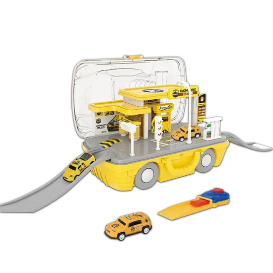 Catapult Racing Car Track DIY Adventure Toy Simulation Gas Pump Kids Pretend Play Game Mini Plastic Electric Gas Station Toy