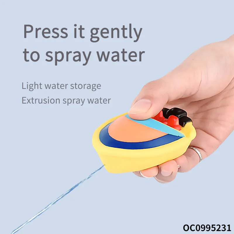 Wholesale Baby Shower Montessori Hot Silicone Animal and Floating Boats Water Spray Rubber Bath Toy