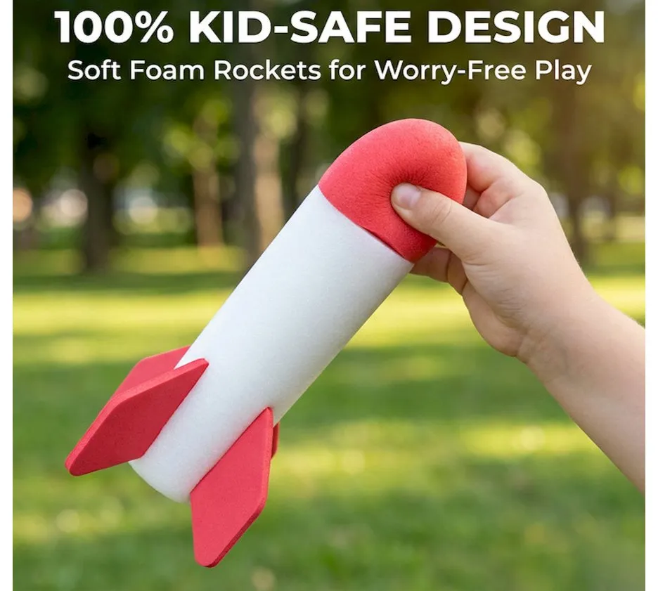 Foot Pump Flashing Foam Toy Rocket Launcher for Outdoor Games