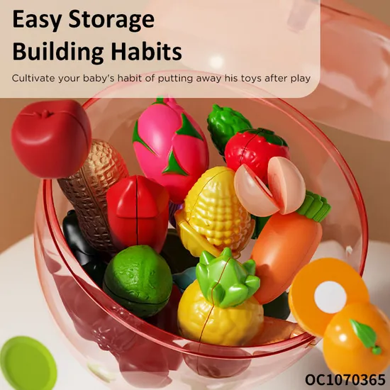 Color Sorting Set Funny Plastic Cutting Food kitchen Set for Kids Pretend Play Fruits and Vegetables Cut Educational Toys