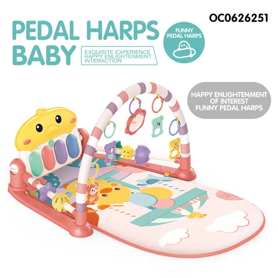 Hot Selling Foldable Safe Musical Kick and Play Piano Kids Wholesale Play Gym Mat for Baby with Hanging Rattles