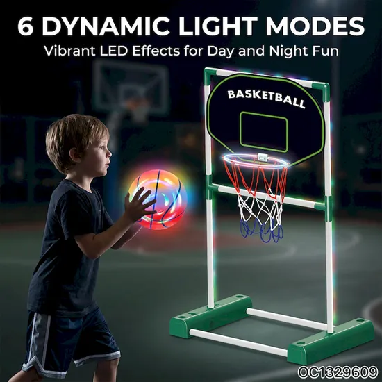 Kids Outdoor Glow Light-up Mobile Basketball Hoop for Nighttime Sports
